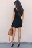Black Belted Button up Romper