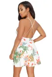White Floral Open Back Fit-and-flare Mini Dress