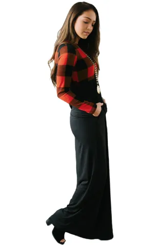 Black Buffalo Print Top Long Maxi Dress