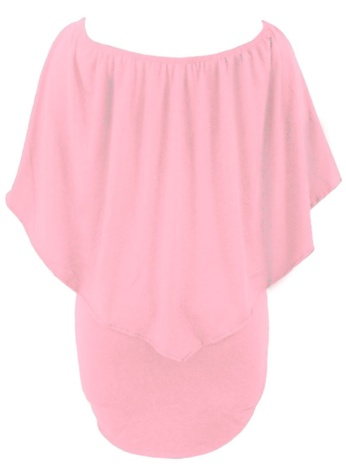Multiple Dressing Layered Pink Mini Poncho Dress
