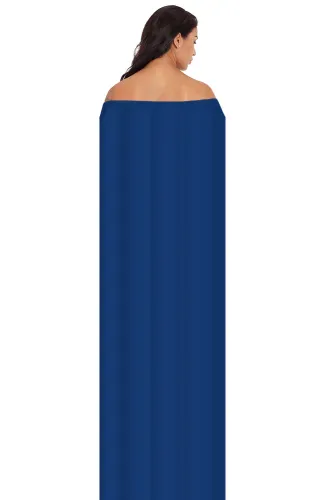 Blue Lantern Sleeve Asymmetric Ruffle Hem Evening Dress