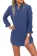 Navy Blue Button Neck Long Sleeve Shirt Dress