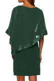 Hunter Green Sequined Poncho Mini Dress