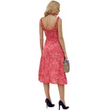 Red Botanical Print Dress