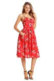 Flowerlet Print Red Buttoned Sundress