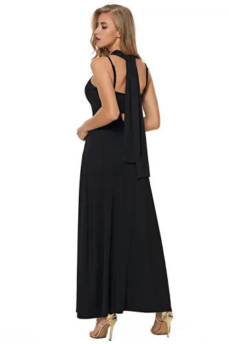 Black Self Tie Ribbon Wrap Maxi Dress