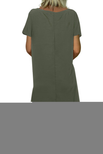 Green Summer Tribal Print V-Neck Shift Casual Dress
