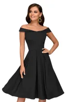 Black Sleeveless Open Shoulder Midi Dress