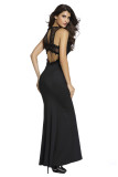 Lace Embellished Sleeveless Maxi Evening Dress