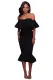 Black Ruffle Off Shoulder Mermaid Midi Party Dress