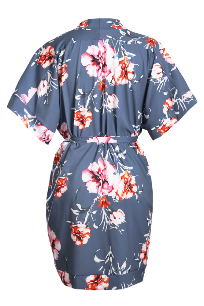 Blue Chrysanthemum Kimono Dress