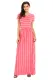 White Striped Rosy Short Sleeve Maxi Dress