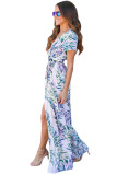White Tropical Printed Wrap Maxi Dress