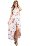 White Grounding Petals Print Boho Maxi Dress