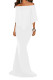 White Off Shoulder Overlay Ruffle Evening Dress