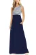 Navy White Striped High Waist Tank Maxi Dress