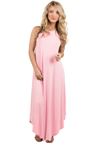 Sexy Summer Tank Maxi Dress in Pink