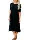 Black Flowy Ruffles Short Sleeve Casual Dress