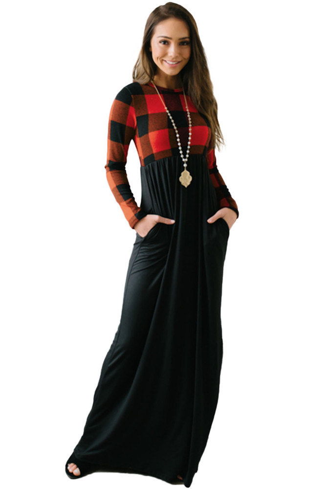 Black Buffalo Print Top Long Maxi Dress