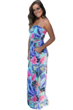 Mint Tropical Strapless Maxi Dress with Pockets