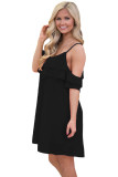 Black Ruffle Double Layered Short Dress