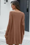 Khaki Oversized Batwing Sleeve Sweater Dress