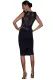 Navy Sheer Lace Back Sleeveless Midi Dress