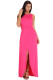 Rosy Front Slit Sleeveless Maxi Dress
