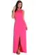 Rosy Front Slit Sleeveless Maxi Dress