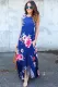 Blue Floral Pocketed Holiday Maxi Boho Dress