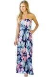 Big Summer Flower Strapless Maxi Dress with Pockets