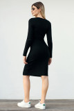 Black Button Detail Sweater Dress
