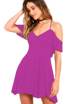 Sweet Sexy Dark Purple Backless Skater Dress