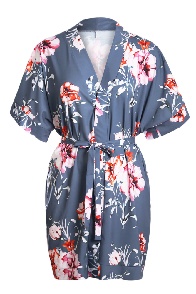 Blue Chrysanthemum Kimono Dress