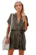Army Green V Neck Tie Waist Mini Skater T Shirt Dress