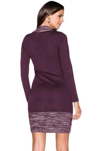 Red Feminine Knit Dress with Contrasting Color