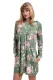 Green Floral Print Drawstring Hoodie Dress