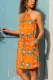 Orange Floral Print Tank Tunic Dress