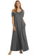 Charcoal Cold Shoulder Pocket Style Maxi Dress