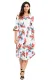 White 3/4 Bell Sleeve Floral Midi Dress