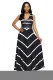 Black V Neck Cut out Back Printed Maxi Dress