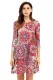 Bohemian Sunflower Print Grey Brown Dress