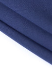 Blue Chiffon Irregular Hem Short Sleeve Pleated Dress
