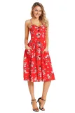 Flowerlet Print Red Buttoned Sundress