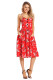 Flowerlet Print Red Buttoned Sundress
