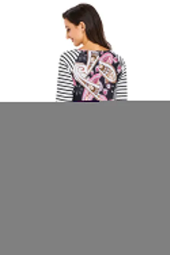 Black Paisley Print Stripe Raglan Sleeve Dress