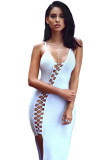 Light Blue Asymmetric Lace up Bandage Dress