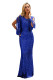 Blue Sequin Fringe Sleeve Party Maxi Evening Dress
