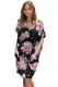Black V Neck Pocket Floral Print Boho Dress