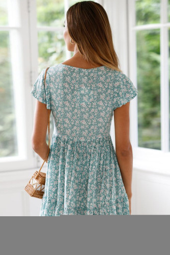 Green Floral Print Valentina Dress